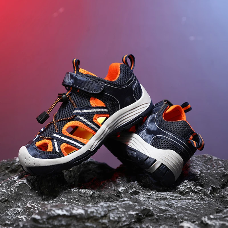 Kids Anti-Collision Beach Sandals Non-Slip Summer Shoes Boys Closed Toe Protective Outdoor Water Sandals