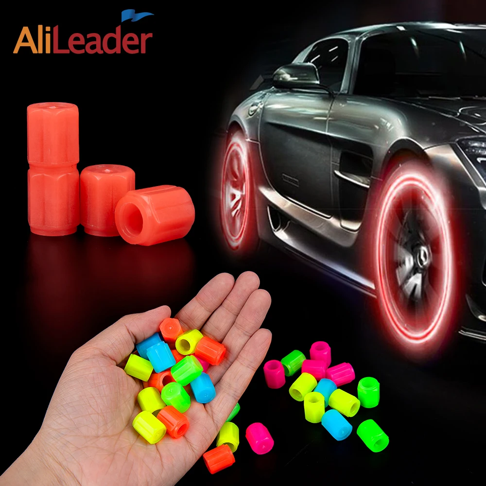 1/4/8Pcs Luminous Tire Valve Cap Fluorescent Night Glowing Car Wheel Hub Decorative Tyre Rim Stem Covers For Motorcycle Bike