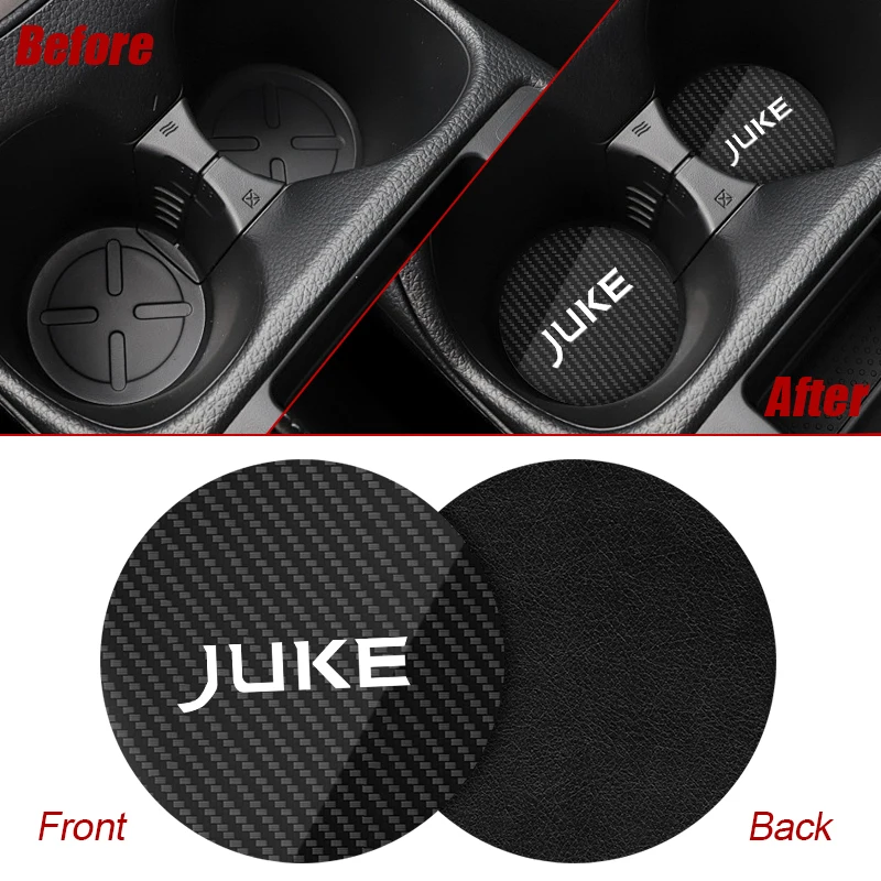 2Pcs Leather Car Cup Holder Pad for Nissan Juke F15 F16 Auto Water Bottle Coaster Anti Slip Mat Decoration Accessories image 4
