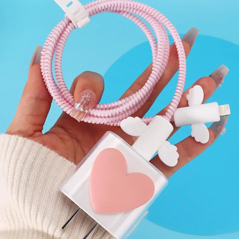 Heart Soft Silicone Charger Case for iPhone 15 14 13 Apple 18/20W Charger Head Protective Sleeve Cable Protection Cover