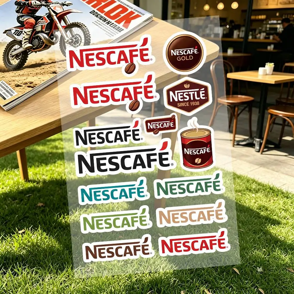 N-Nescafe Reflective Motorcycle Stickers Waterproof Vinyl Decals For Motorbike Helmet Fuel Tank Bike