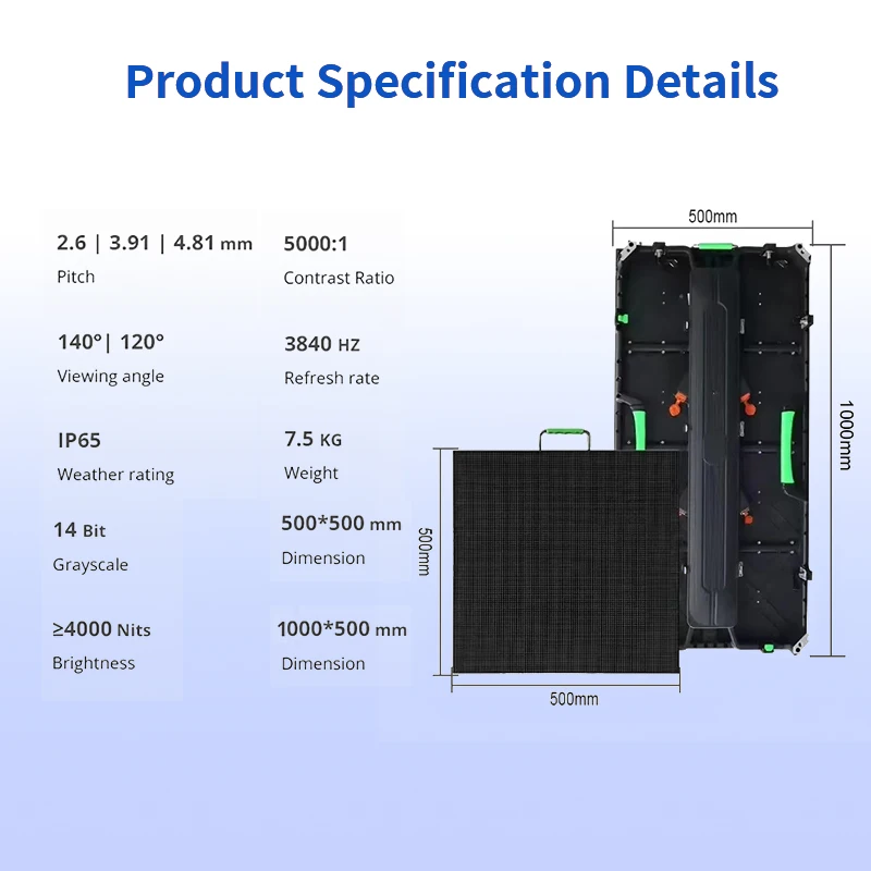 Waterproof P2.604 P3.91 P4.81 500*500mm LED Video Wall Rental Screen Outdoor for Event Concert