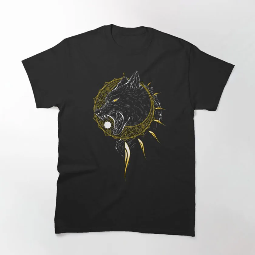 Devour the Sun middle ages norse mythology vikings celtic knot wolf of odin printed t shirt plus size 100% cotton men's clothing