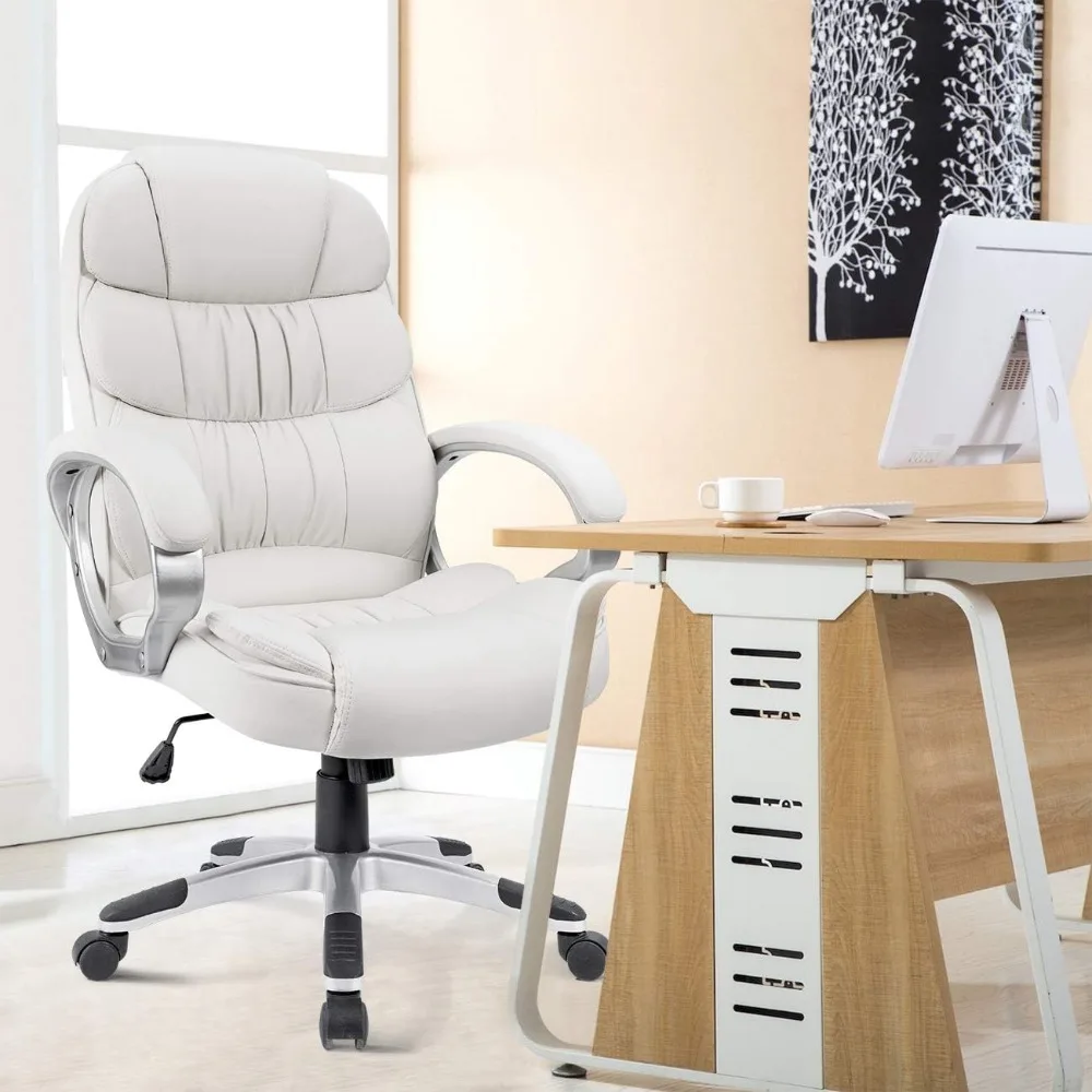 Office Chair High Back Computer Desk Chair, PU Leather Adjustable Height Modern Executive Swivel Task with Padded Armrests