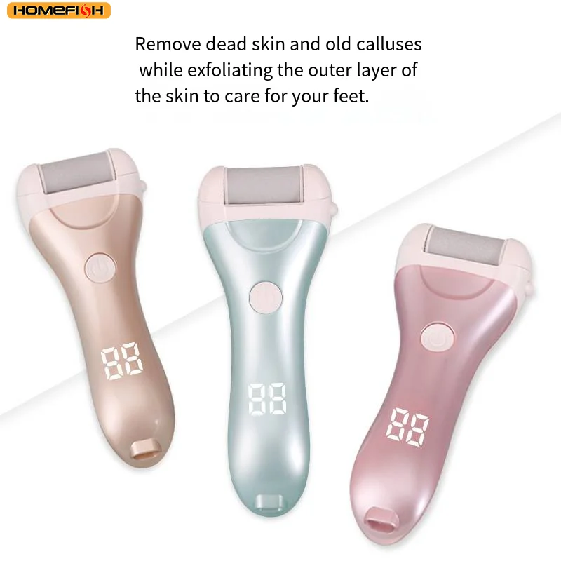 HOMEFISH Electric Pedicure Foot USB Rechargeable Power Display Grinding Exfoliator Replacement Heads For Heel Callus Remover