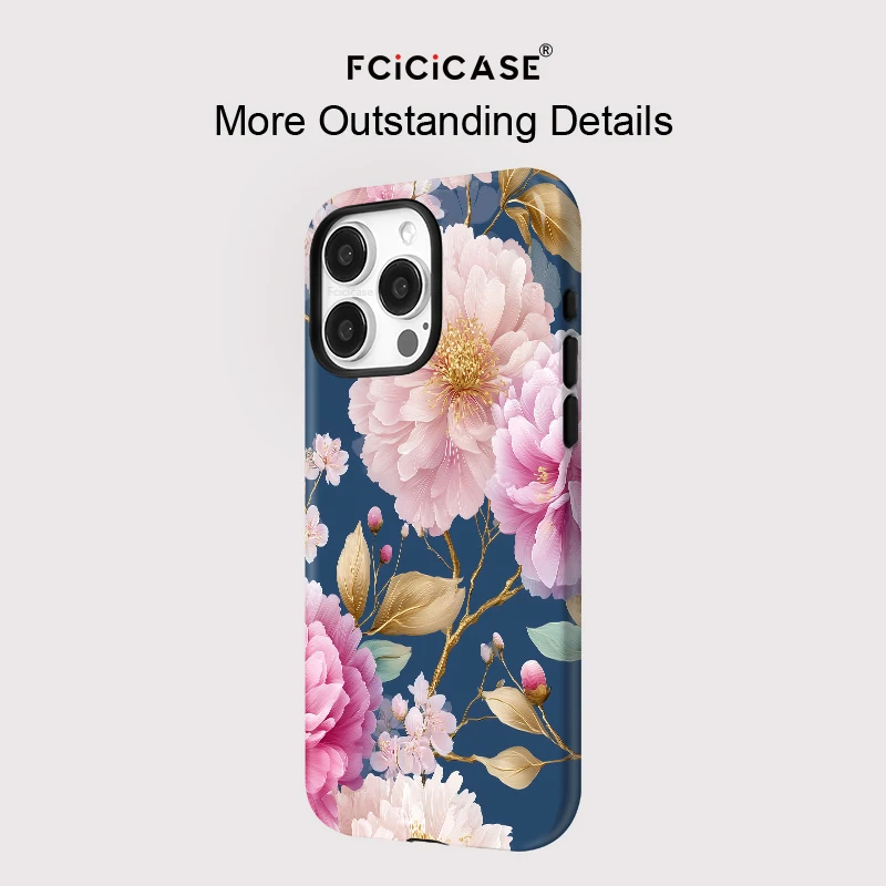 Fcicicase flor magnética carga sem fio caso de telefone para iphone 16 15 plus 14 13 12 11 pro max para magsafe capa dupla camada