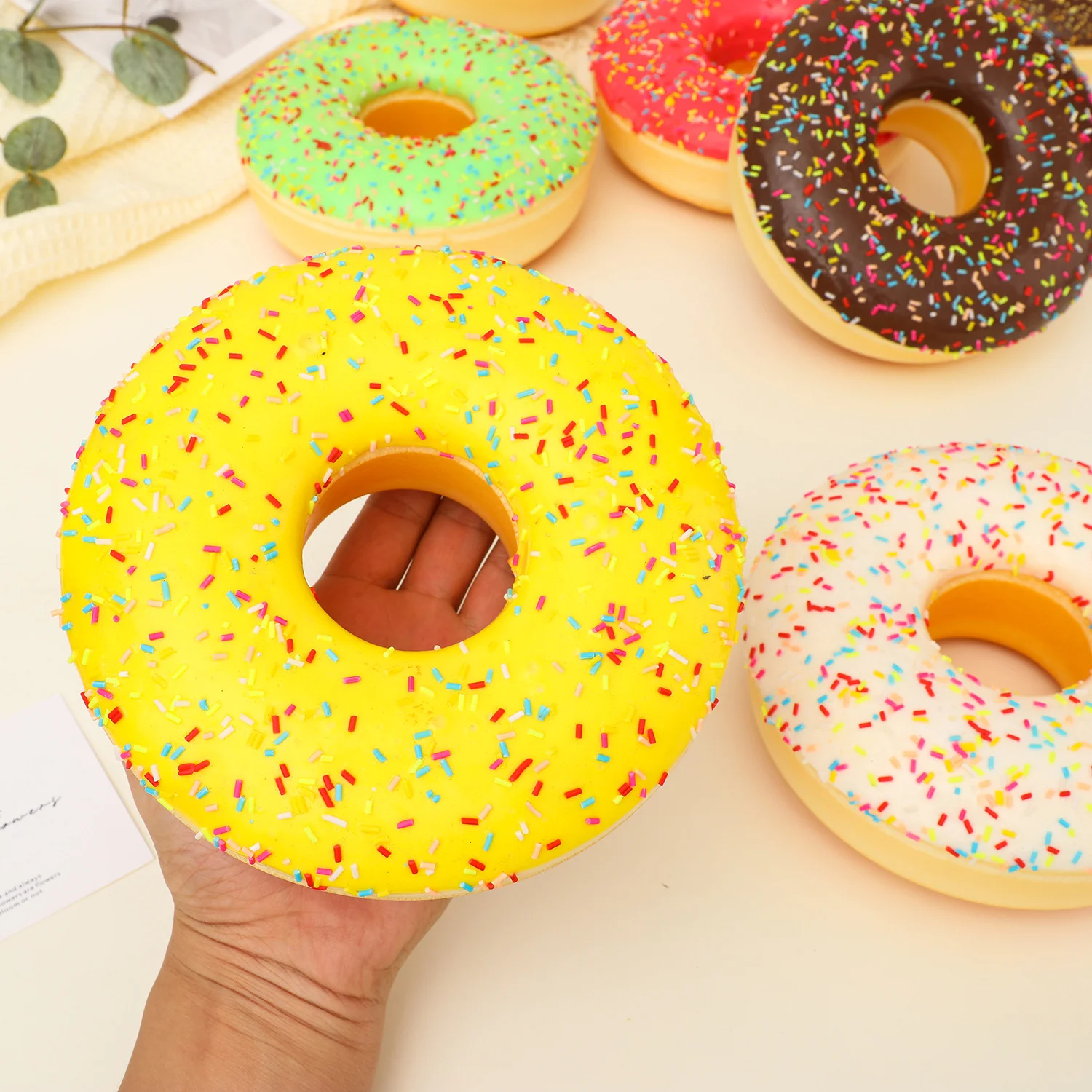 17CM Large Simulation Donuts Model Fake Cake Dessert Baking Shop Display Props Ornament Baby Shower Wedding Party Decor
