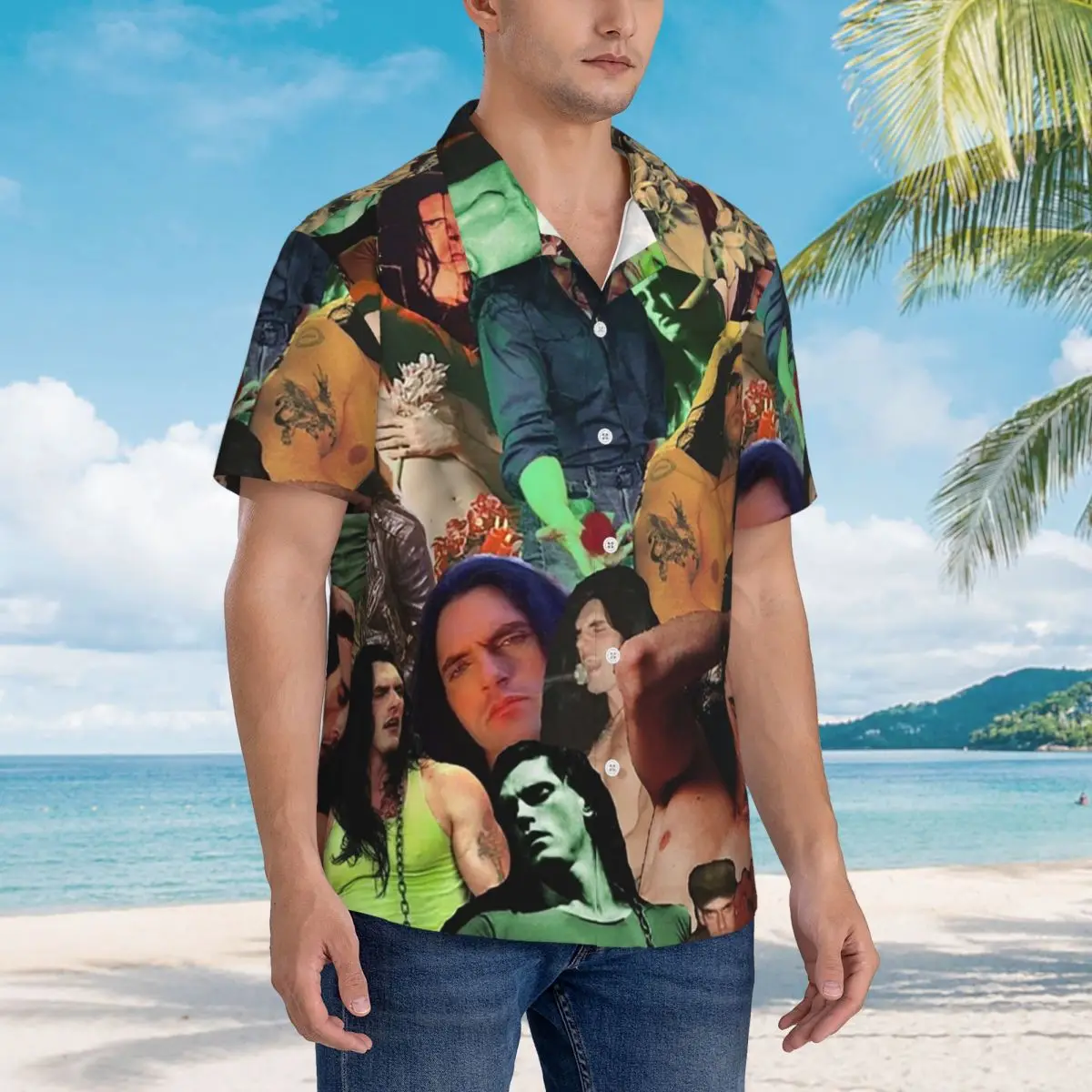 Type O Negative Peter Steele Dark Goth Hawaiian Shirts Lässiges Herren-Kurzarmhemd für den Sommer, Strand, Herren-Oberteile mit Revers