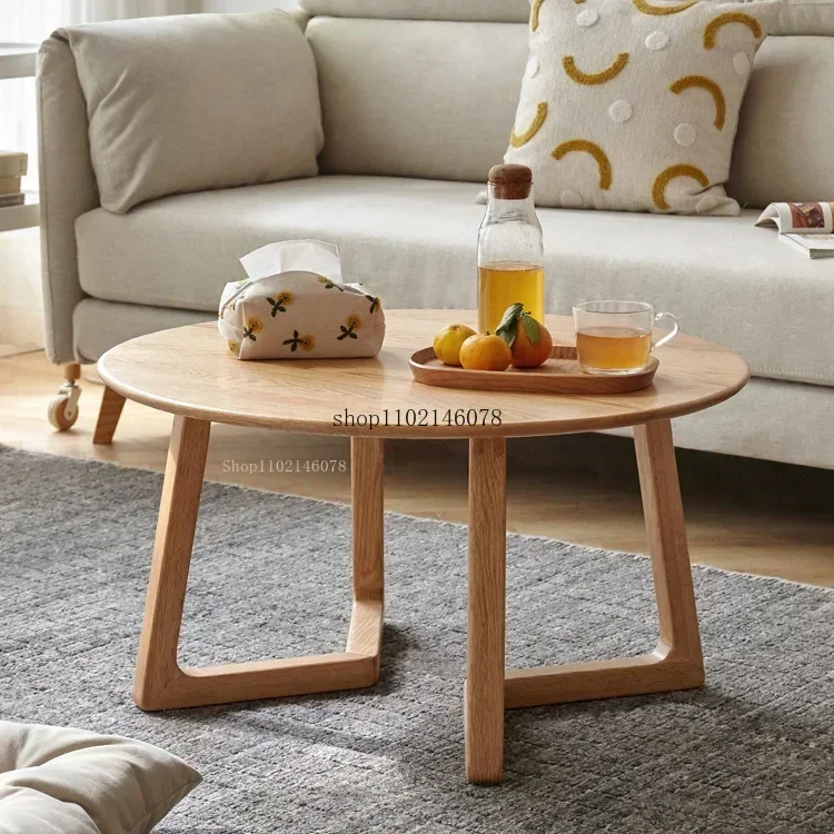 Solid Wood Coffee Table Modern Simple Living Room Furniture Oak Tea Table Nordic Small Circular Tatami Low Tables Coffee Table