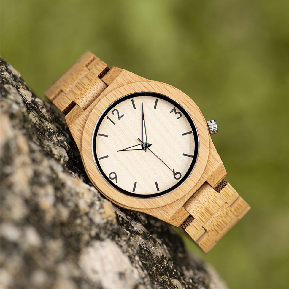 BOBO BIRD Simple Bamboo Men's Watch with Gift Box Drop Shipping