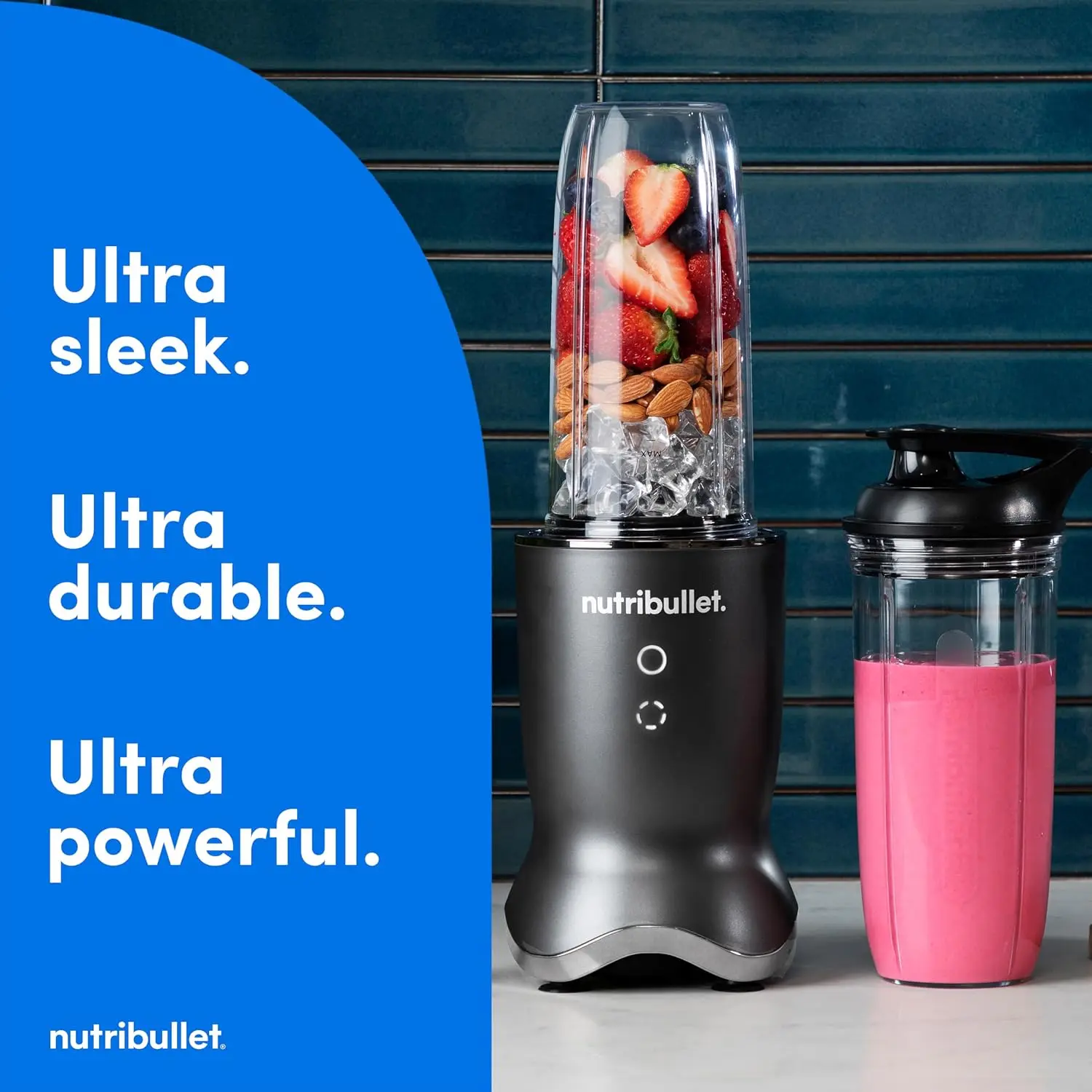 Personal Blender, 1200W, Quietest Single-Serve with Titanium Coated Blades, 3 BPA-Free Cups (32oz + 24oz), To-Go Lids, Dishwashe