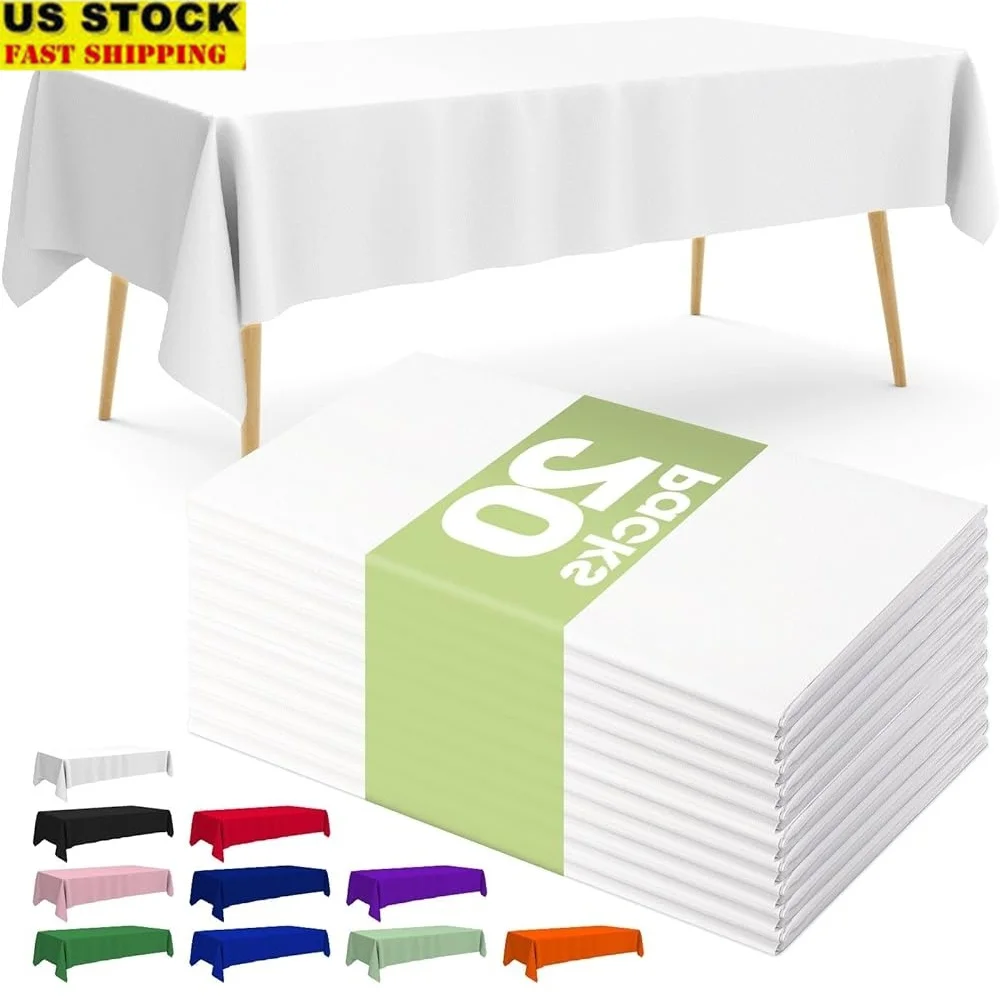 

Versatile Disposable Plastic Table Covers 20 Pack 54x108 Inch Rectangle Ideal Parties Weddings Picnics Easy Clean