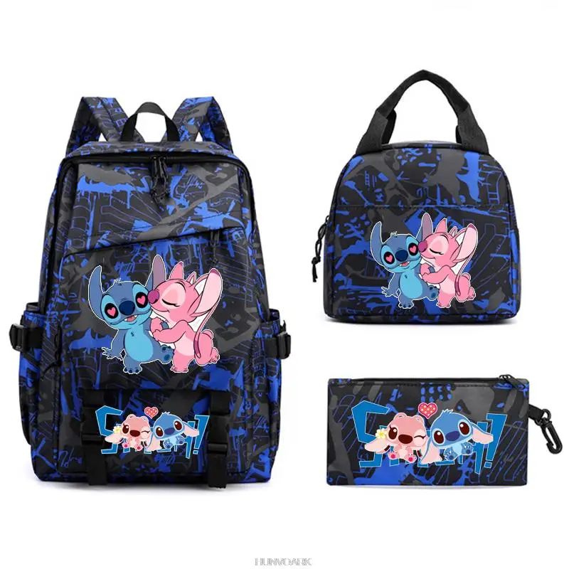 3pcs Lilo And Stitch Backpack Cute School Bags For Student Girls Boys Pockets Kawaii Teens Laptop Backpack Harajuku Mochilas