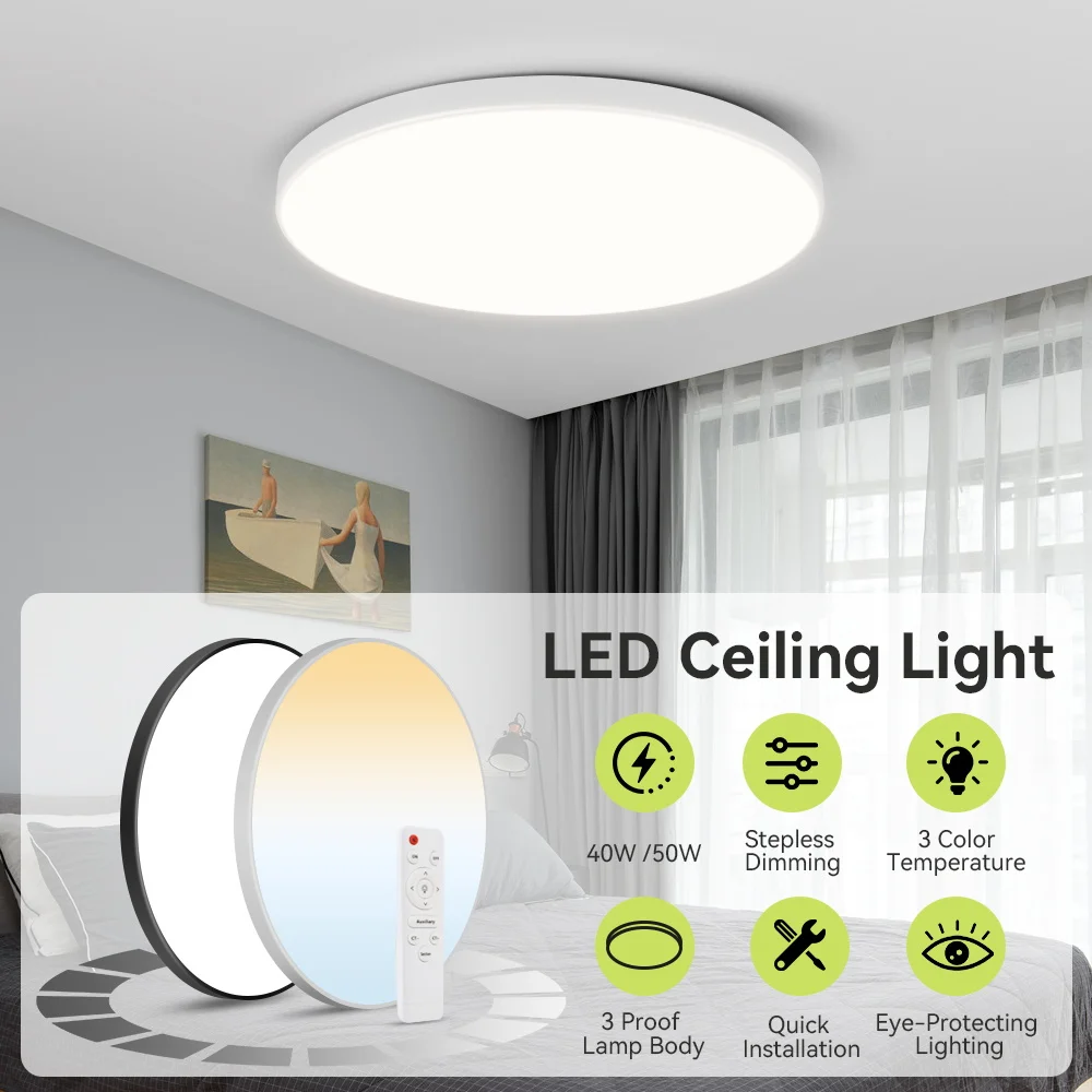 Lámparas de techo Led inteligentes, luz de techo regulable con Control remoto, lámpara de Panel de 47cm, accesorio de iluminación interior de 50W para sala de estar ​ Dormitorio
