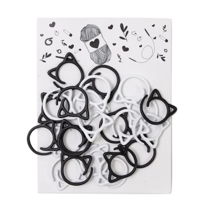 

24Pcs Cats Shaped Stitching Markers Rings Crochet Locking Markers for Hobbyist and Professional Knitting Crocheting