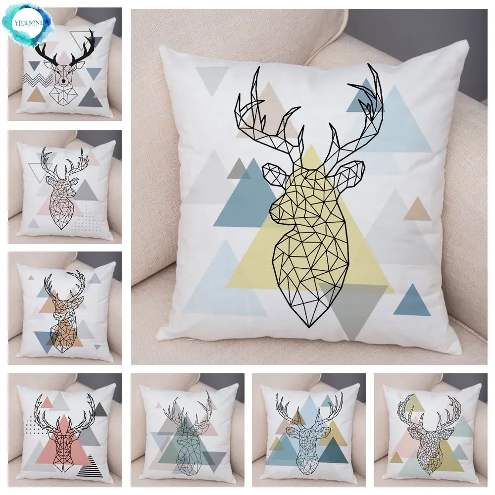 

Nordic style deer print pattern decorative pillow sleeve sofa family car decoration geometric cloth pillow case