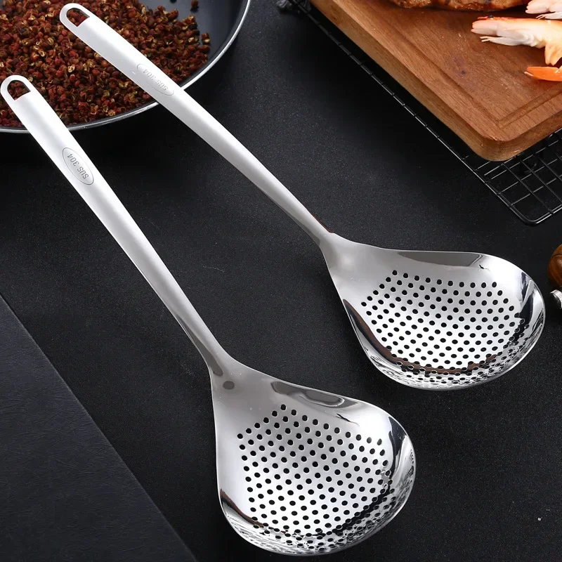 Household and restaurant kitchen tools, big leaky spoon, pepper fried drain net, mesh strainer, 304 stainless steel
