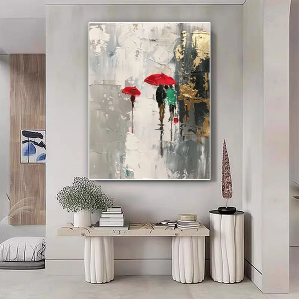 Large Size 100% Handpainted Abstract Oil Painting On Canvas Modern City Landscape Palette Knife Building Wall Art For Home Decor