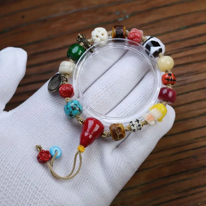 Tibetan-style multi-bead turquoise and antler combination DIY bracelet