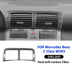 Carbon Fiber Car Center Console Air Conditioning Outlet Knob Frame Decoration Sticker For Mercedes Benz C Class W203 2005-2007