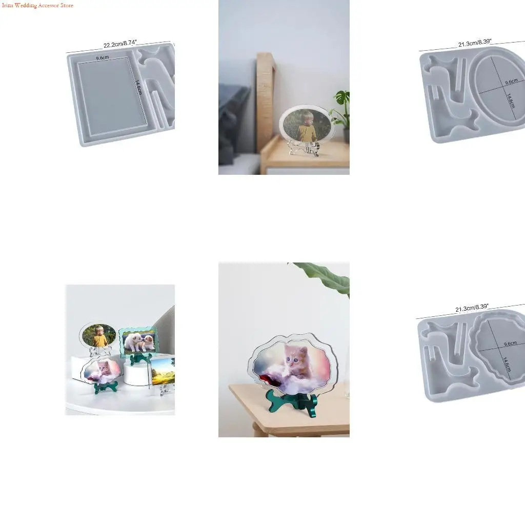 

G92D Photo Frame Epoxy Mold Silicone Resin Casting Molds with Stand Holder Mold for DIY Craft Gift Home Decor