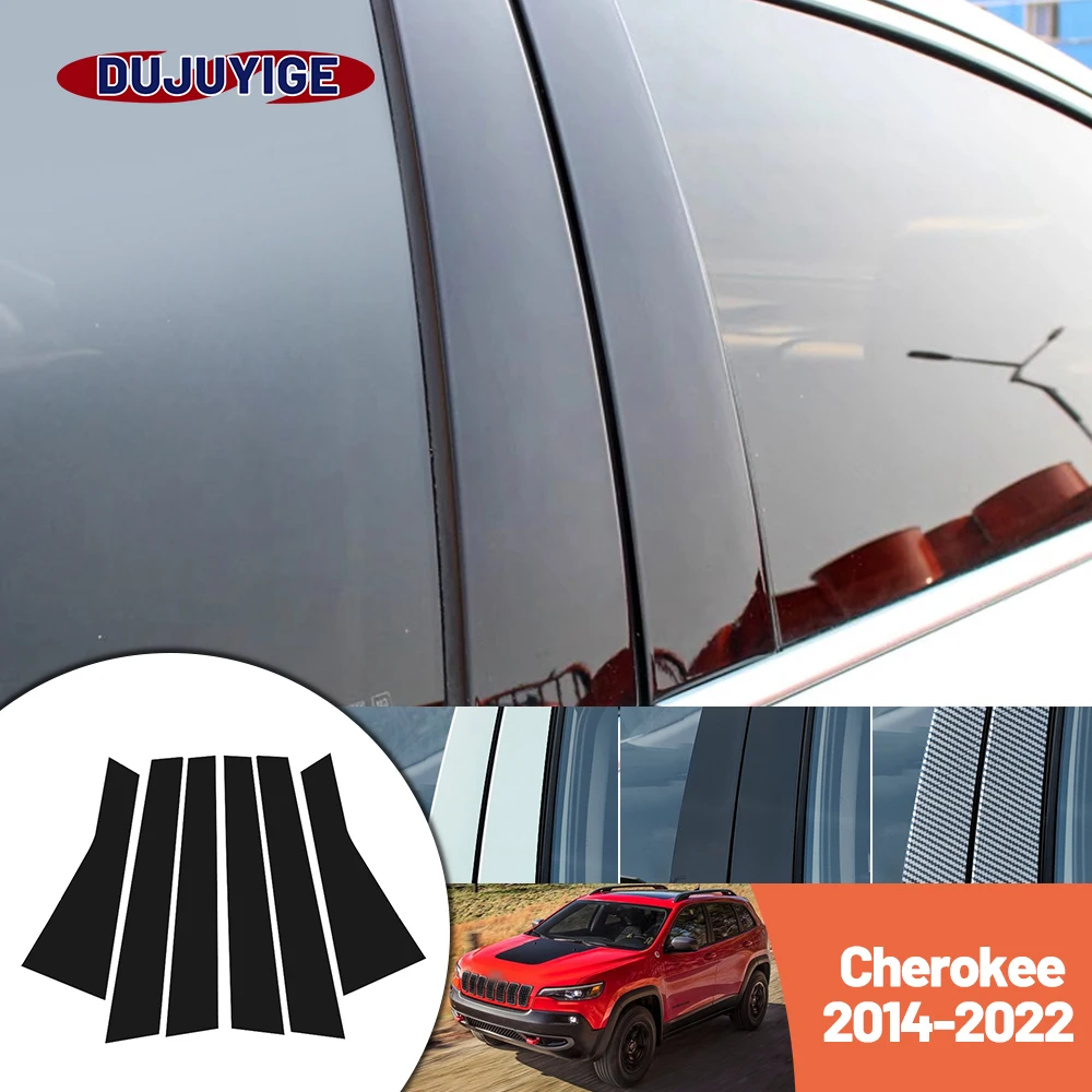 

Bright black carbon fiber door and window B C Pillar sticker suitable For Jeep Cherokee 2014-2022 2015 2016 2017 2018 2019 2020