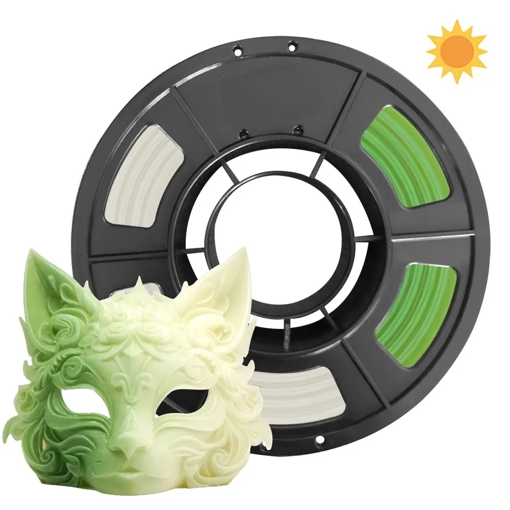 

УФ-реактивная филаментная нить PLA для 3D-принтеров, меняющая цвет под воздействием солнечного света, 1,75 мм, 250 г/1 кг, пластик PLA, реакция с УФ-излучением, синий, фиолетовый, розовый