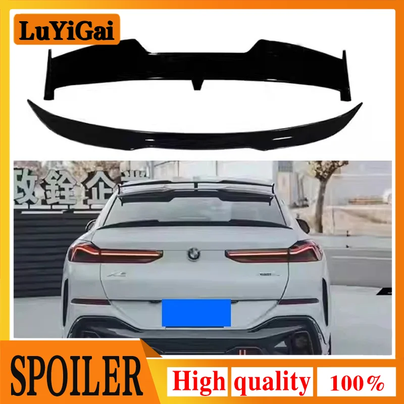 For BMW X6 X6M G06 F96 2020-2024 Car Rear Roof Window Trunk Lid Spoiler Gloss Black Wings Exterior Tuning Accessories