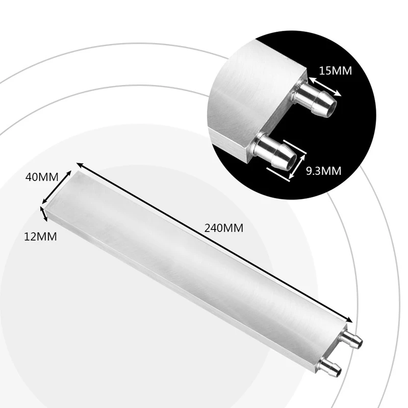 2X Aluminum Water Cooling Block 240X40x12mm Cooler For Computer CPU Radiator