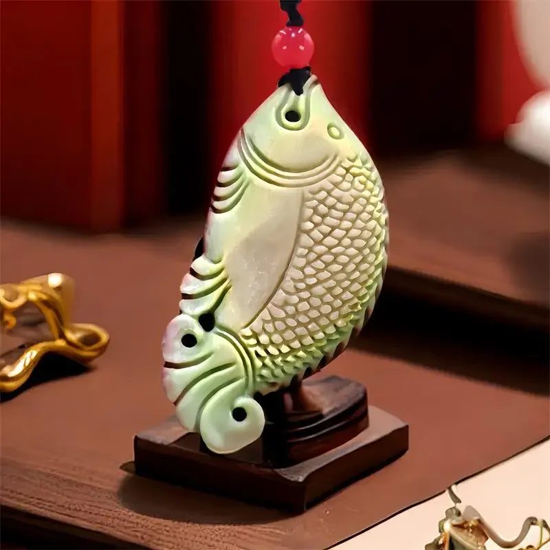 

Natural Real Jade Carp Fish Pendant Necklace Designer Carved Jewelry Amulet Talismans Charm Gift Gifts for Women Men Chinese