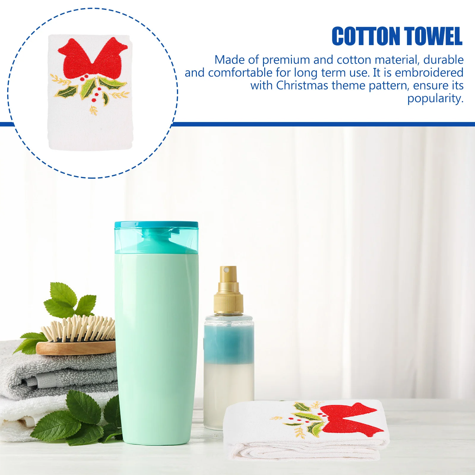 Christmas Face Towel Embroidered Premium Cotton Facial Creative Gift for Home Bow-Knot Pattern Facial