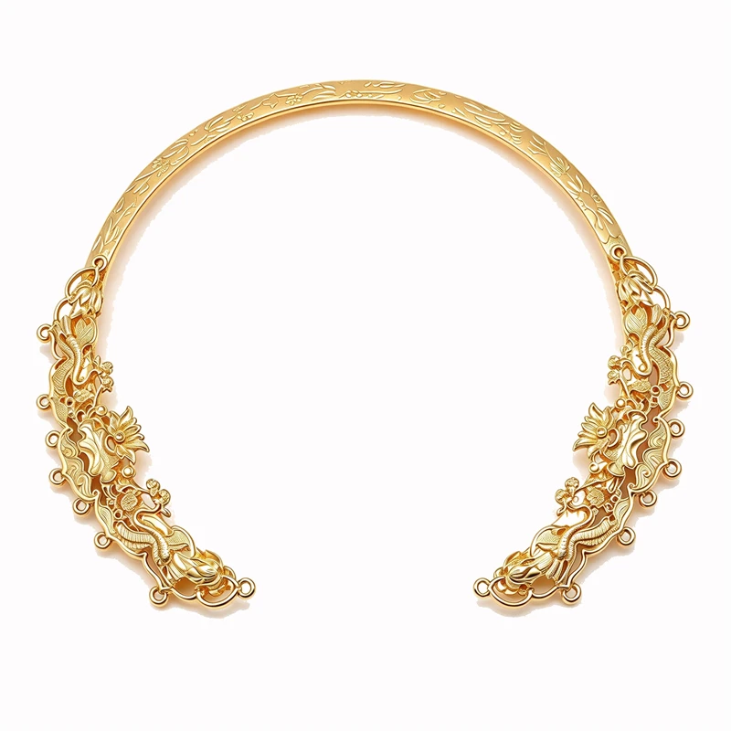 BoYuTe (5 Pieces/Lot) Dual-Use Headpiece Pattern Collar Neckring Metal Choker Blank Base DIY Necklace Headpiece Making Component