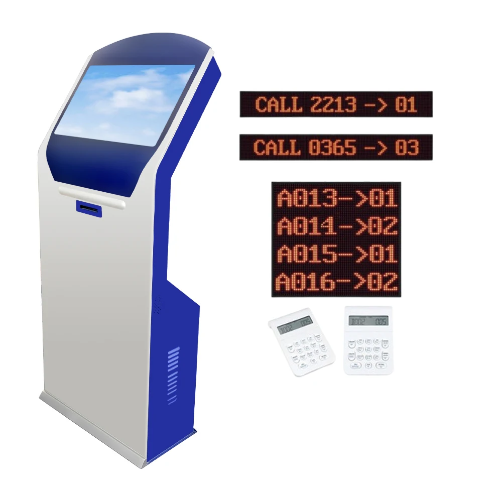 

Electronic Waiting Number Calling Customer Wireless 19 Inch Touch Screen Kiosk Ticketing Queuing Machine Queuing Kiosk for Bank