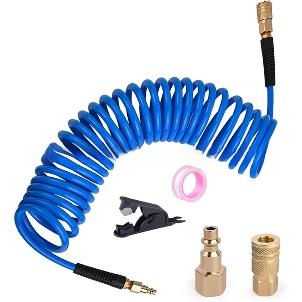 1pc PU Air Hose 7.5m Air Hose With 1/4 NPT Brass Pneumatic Quick Connector For Air Compressor Pneumatic Connector Power Tool