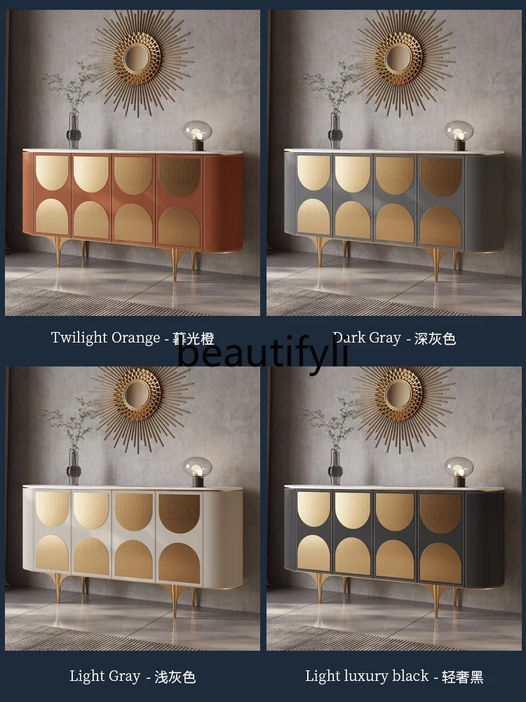 Italian rock slab entrance cabinet Modern restaurant entrance cabinet Light luxury high-end bedroom TV cabinet
