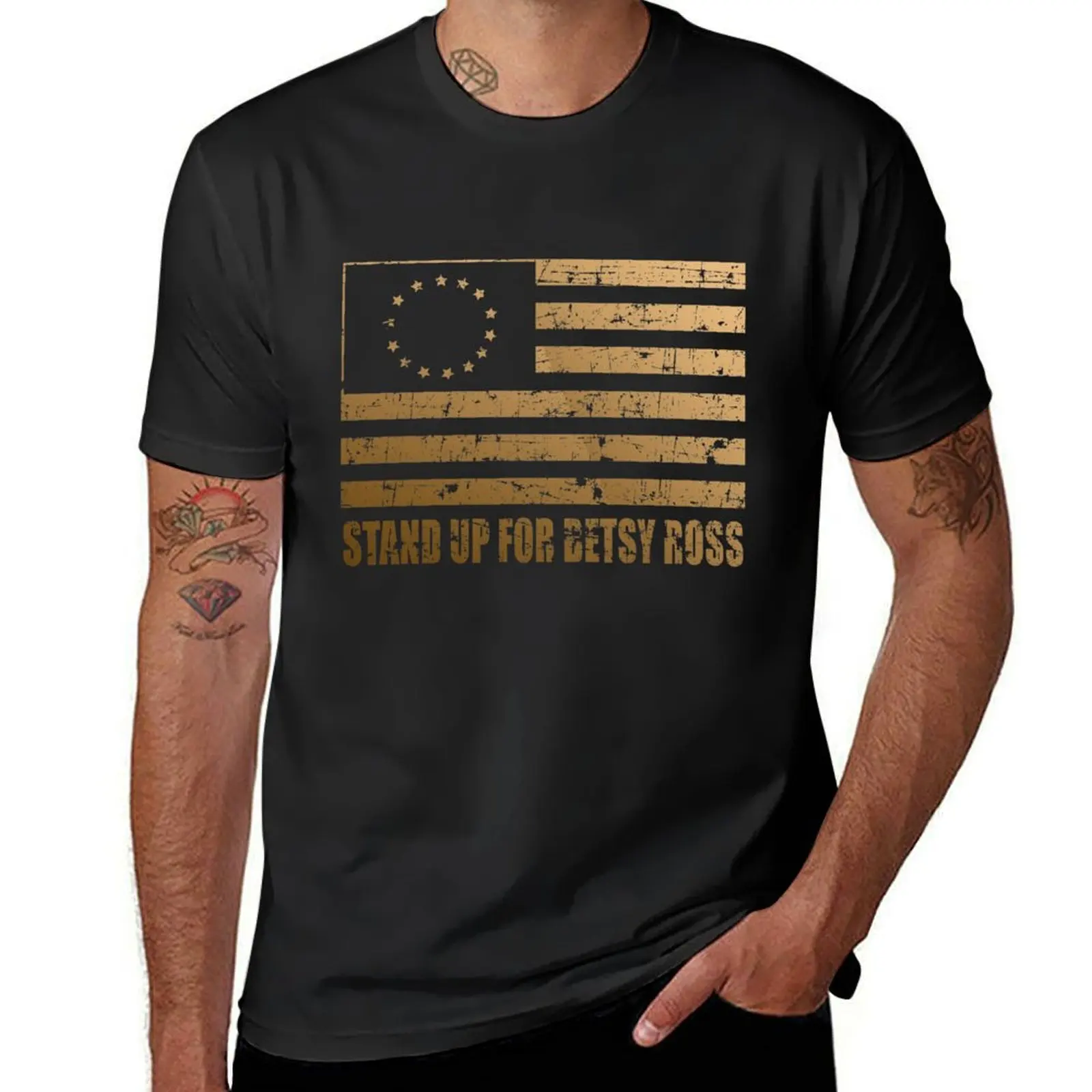 Rush Limbaugh Patriotic 1776 Respect the Flag Stand up for Betsy Ross T-Shirt cute clothes plain black t shirts men