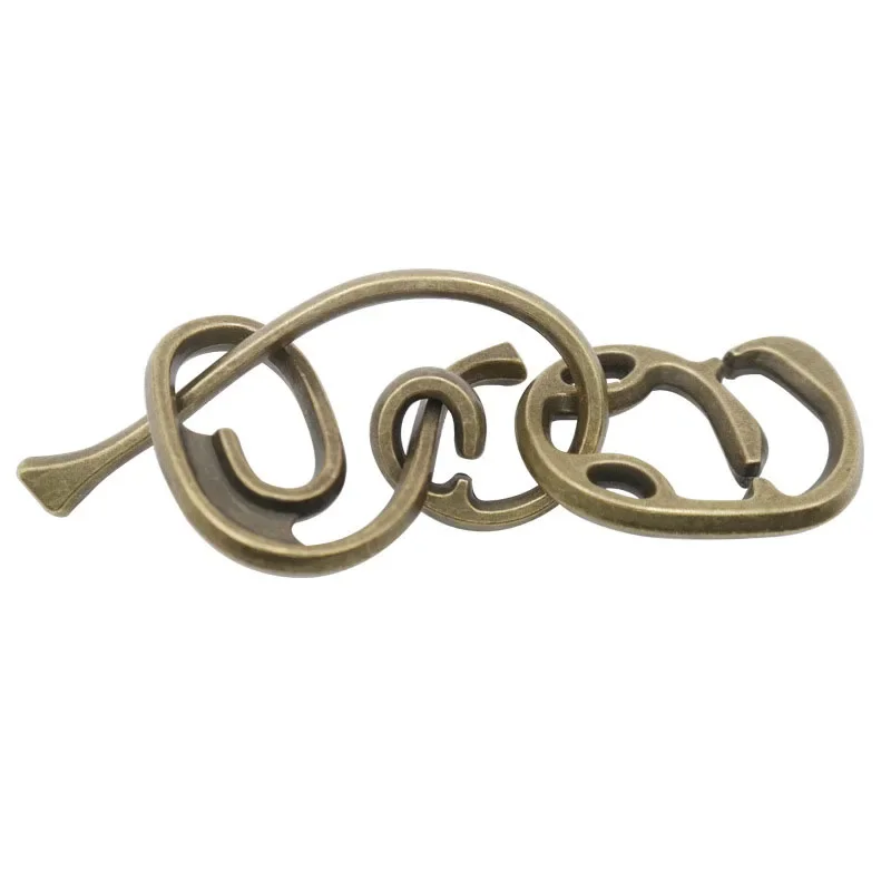 합금 롤 (청동) 퍼즐 잠금 해제 장난감 클래식 IQ 금속 두뇌 티저 캐스트 퍼즐 게임 성인을위한 지적 장난감 어린이