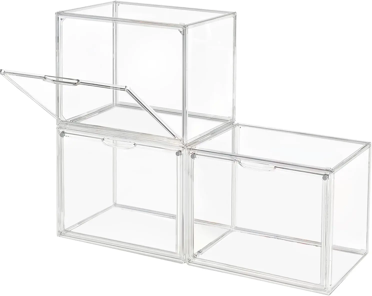 

Прозрачные штабелируемые пластиковые контейнеры для хранения с магнитной крышкой, пылезащитные акриловые витрины для коллекционных предметов и обуви