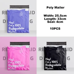 13x10 Inches 100% Biodegradable D2W Poly Mailers 10Pcs Compostable Envelopes Waterproof Stretchable Self Sealing Shipping Bags