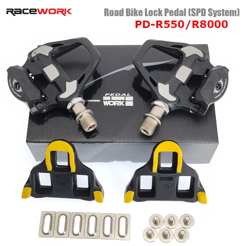 RACEWORK Ultegra PD-R8000 PD-R550 Road Bicycle Pedals Bikes Ultralight Clipless Pedals With SM-SH11 Cleats Cycling Pedal Parts