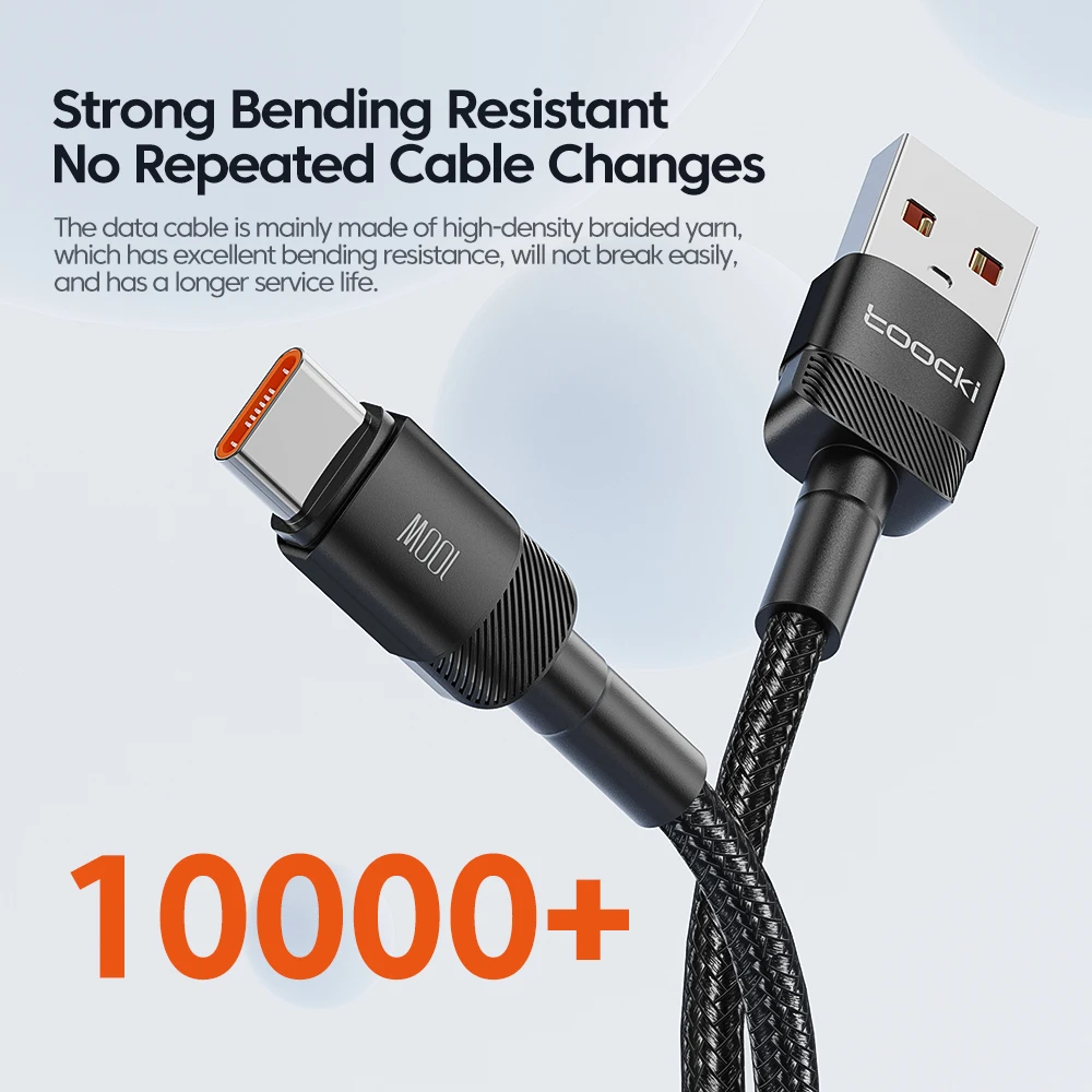 Toocki-Câble USB Type-C 100W pour recharge rapide, cordon de chargeur pour téléphone Xiaomi, POCO, Samsung, Huawei, OPPO