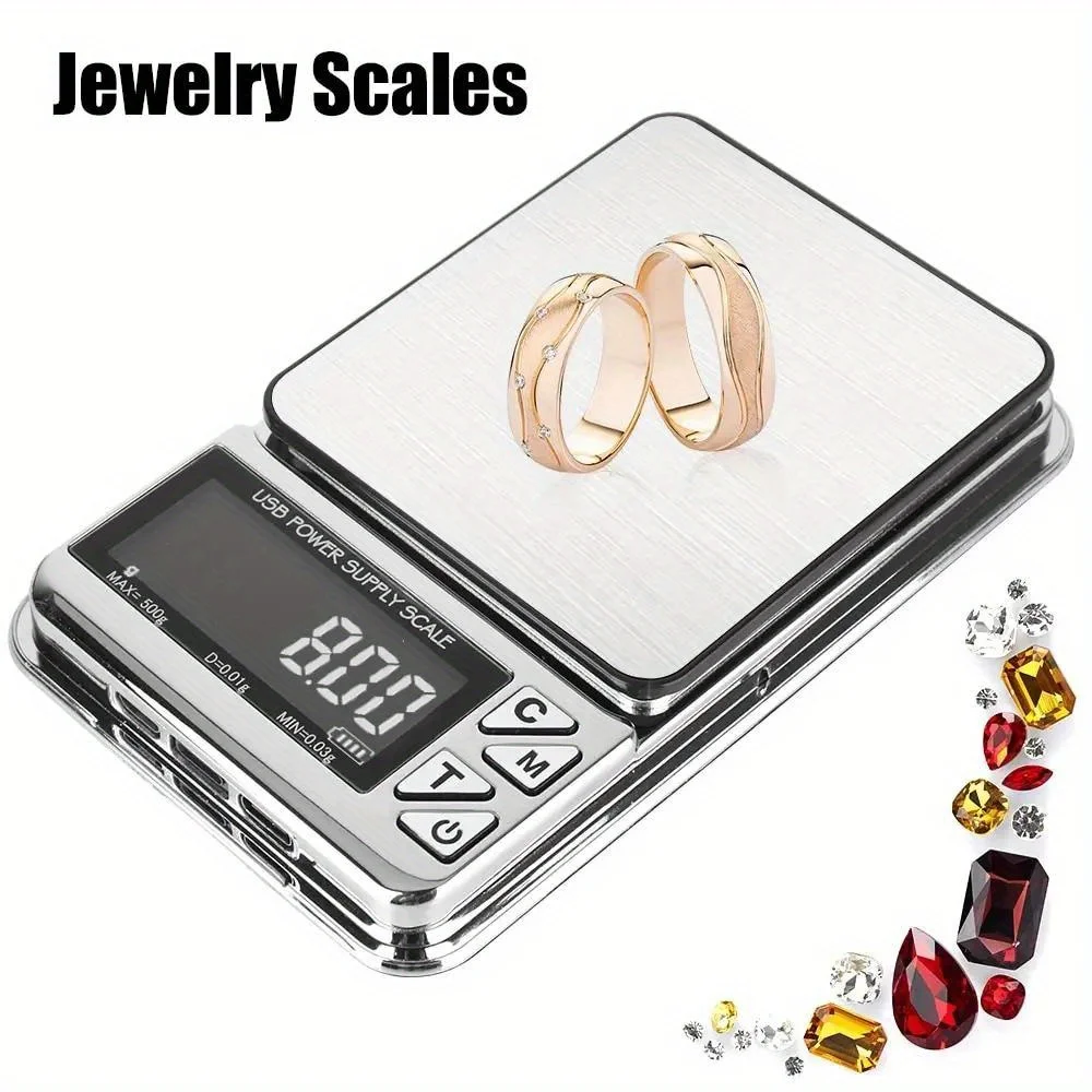 1Pc High Precision Electronic Scale 0.01g Digital LCD Count Stainless Pocket Scales Jewelry Scale, Carat Scale, Usb Power Supply