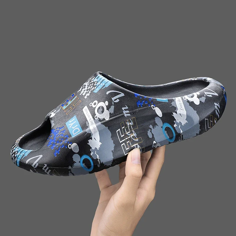 

Fashion Outside Thick Sole Comfortable Home Men Slippers Men Slides Male Summer Shoes Outdoor Unisex Massage Shoes Hot Sale