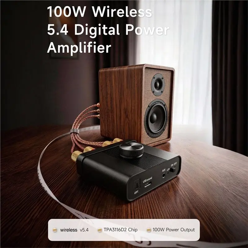 AT92-50W + 50W Amplifier Digital Power Amplifier 100W Digital Power Amplifier Bluetooth 5.4 Power Amplifier EU Plug