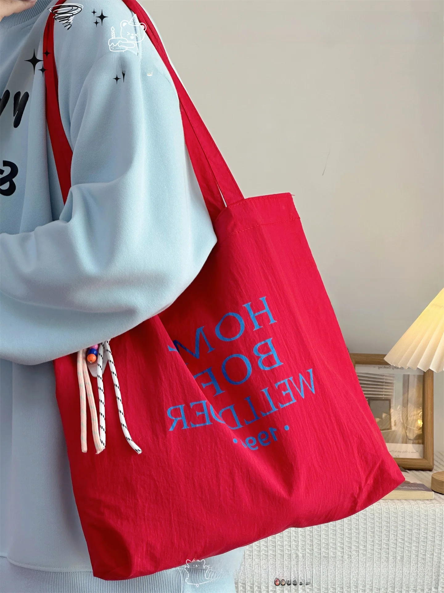 bolsa-de-ombro-leve-vermelha-para-mulheres-bolsa-de-lona-para-comutacao-ande-capacidade-estilo-coreano-em-tecido-de-nylon