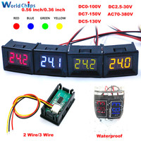 DC 0-100V 70-380V 7-150V 0.36 Inch 2 Wire AC Digital Voltmeter 0.56 Inch 3 Wire Waterproof LED Display DC Voltage Meter Tester