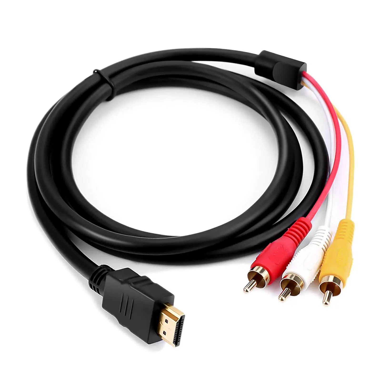 1080P HDMI do kabel RCA, 1.5m HDMI męskie do 3-RCA wideo Audio złącze kabel AV jednokierunkowy nadajnik do telewizora HDTV DVD