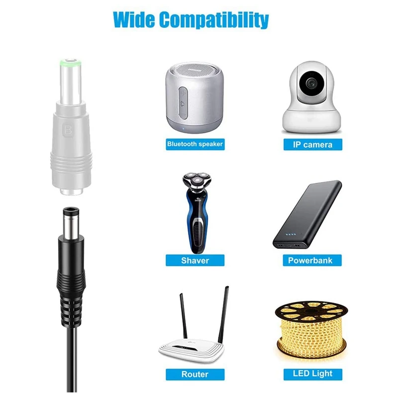 USB To DC Power Cable Universal USB To DC Jack Charging Cable Power Cord With Interchangeable Plug Connectors Adapter