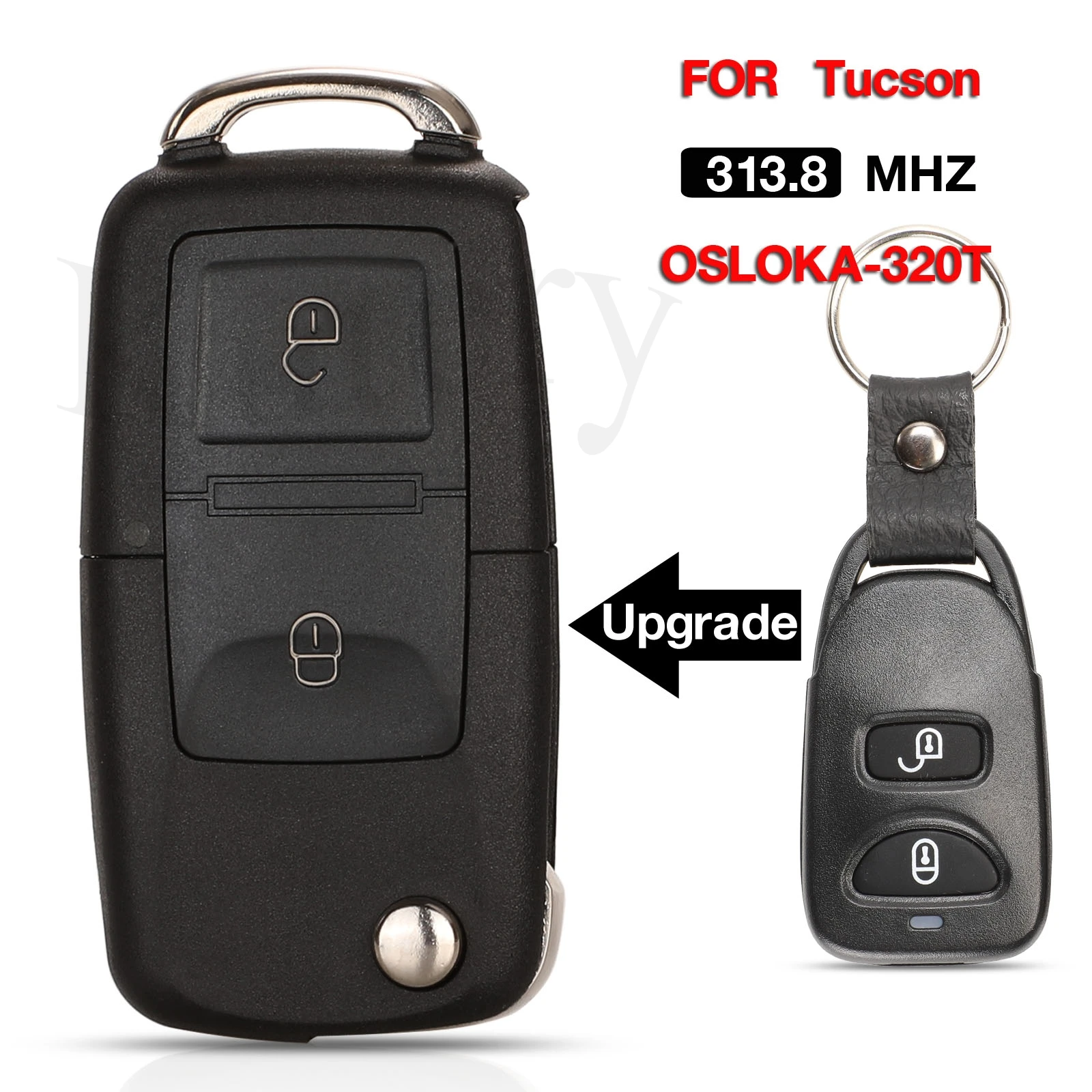 jingyuqin 2 Buttons Upgrade Filp Folding Smart Remote Car Key Fob 313.8mhz For Hyundai Tucson 2000-2011 OSLOKA-320T