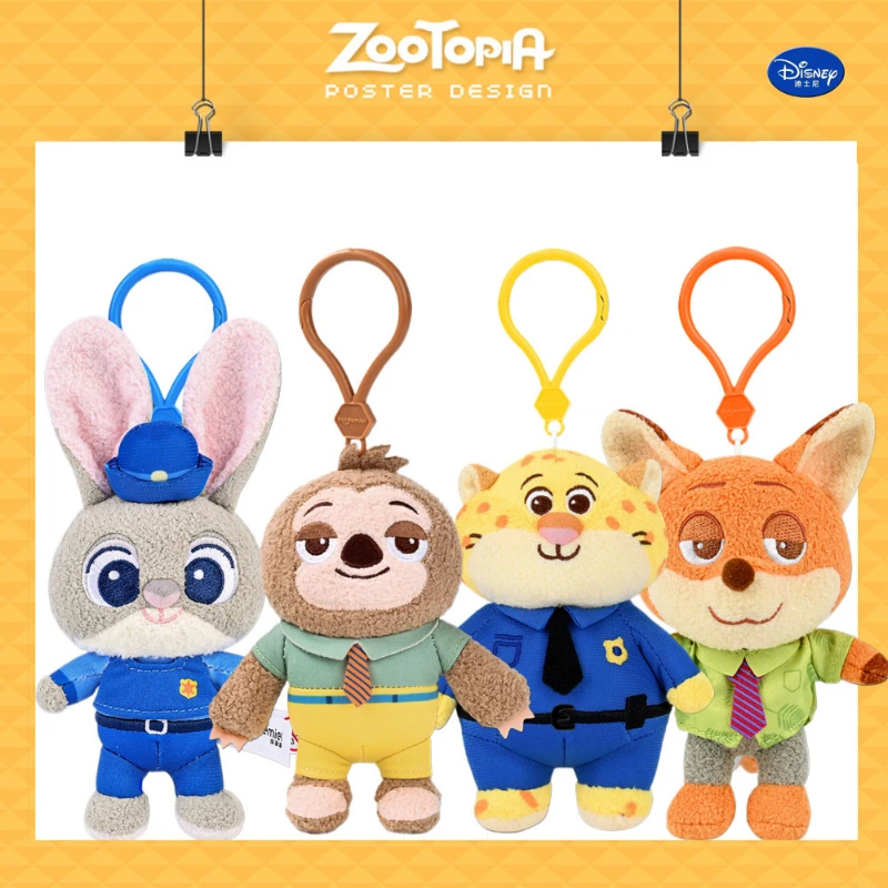 Miniso Disney Crazy Zootopia Judy Nick Lightning Q Cute Plush Keychain Backpack Doll Pendant Small Gift